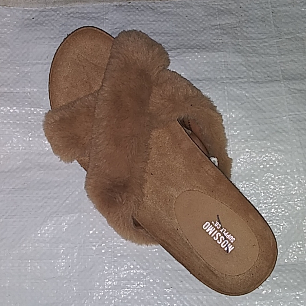 Faux fur upper slippers